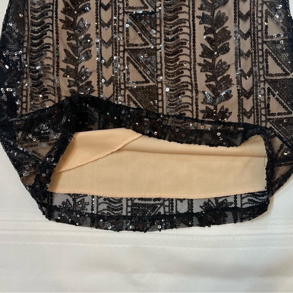 SALE Body Central Bodycon Black‎ Sleeveless Sheer Sequined Lined Dress Sz M EUC - Picture 12 of 14